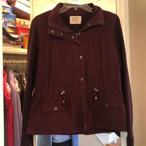 Maroon mixed material jacket